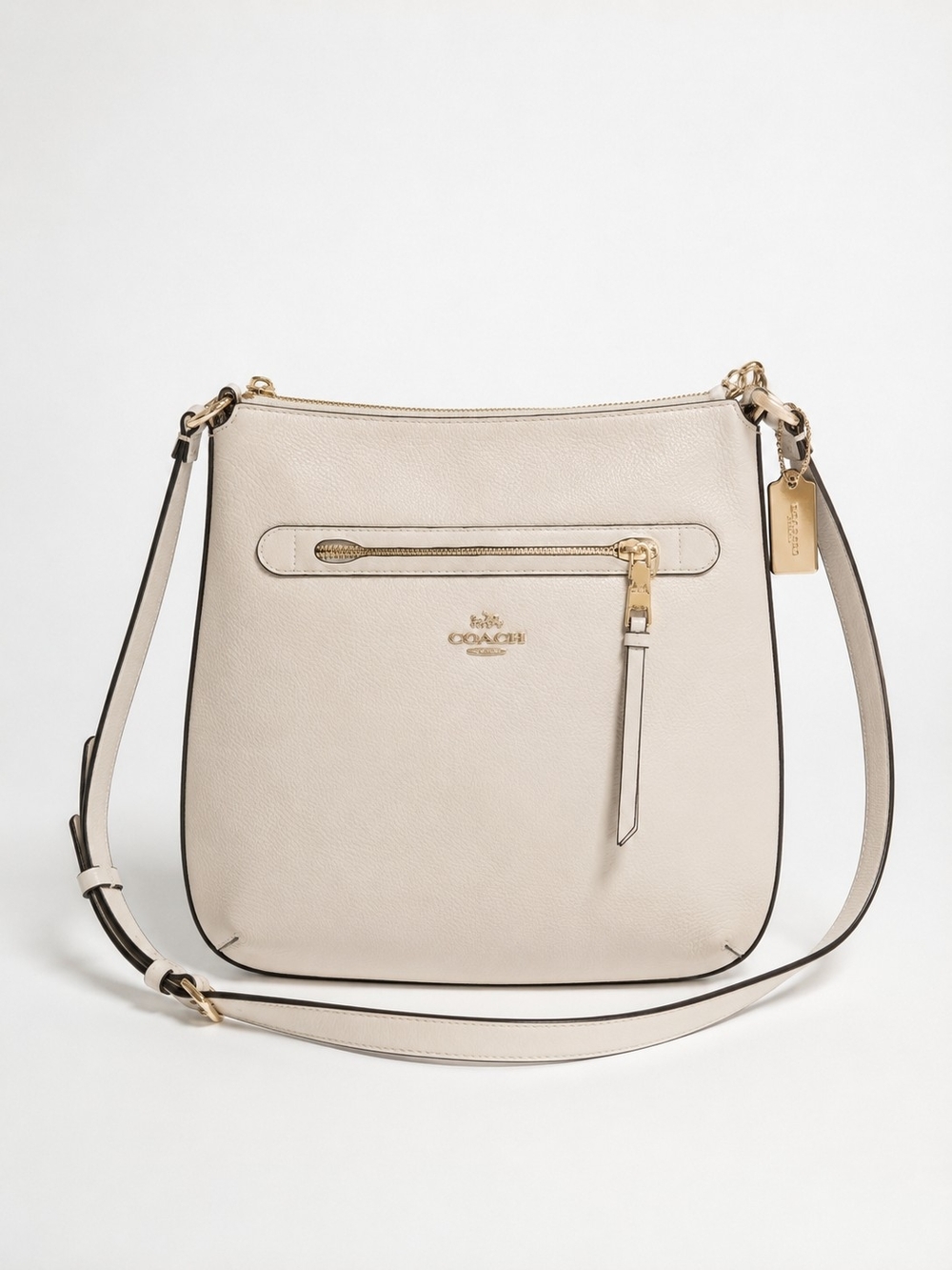 Coach Cream Pebbled Leather Crossbody Bag with Gold Hardware